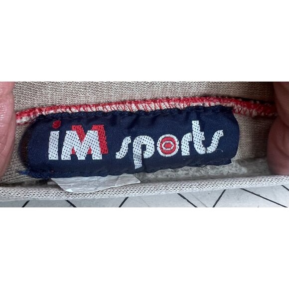 Vintage IM Sports Beige Hoodie Red Waffle Lining Men's L Chore Jacket Barn Find - Picture 4 of 12